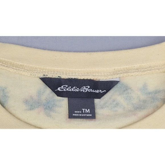 VTG Eddie Bauer Sweatshirt Mens Medium Yellow Crewneck Island Hawaiian Volcano - Picture 2 of 8